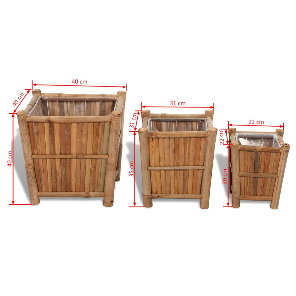 Plant Pots 3 pcs. Bamboo